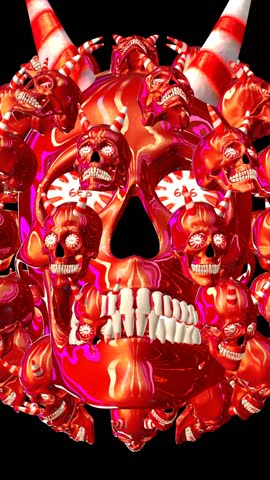Seamless vertical video animation of sugar skulls spinning