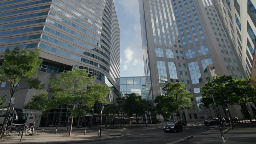 Modern architecture of the business district of the city. Finance and banking offices in high-rise buildings.