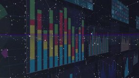 Numeric labels fading in over bar charts starting data panels sliding and rotating visualizing data. Analytics, dashboard, technology, data, visualization, infographics, innovation - Powered by Shutterstock - Get 15% off with code: PIKWIZARD15