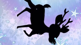 Animation of fawn walking and moving stars over snowflakes against abstract background. Digitally generated, hologram, animal, christmas festivity, tradition and winter holiday concept. - Powered by Shutterstock - Get 15% off with code: PIKWIZARD15