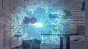 Male doctor observing circuits forming glowing shield over torso ensuring medical data security. Cybersecurity, healthcare, protection, digital, innovation, technology, safety - Powered by Shutterstock - Get 15% off with code: PIKWIZARD15