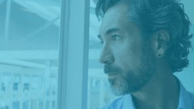 Social media manager shifting gaze by window as badges multiplying to monitor engagement. Technology, communication, digital, analytics, data, connection, innovation - Powered by Shutterstock - Get 15% off with code: PIKWIZARD15