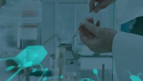 Senior scientist unscrewing reagent bottle dispensing sample into unit for brain analysis with code. Technology, innovation, research, biotech, molecular, digital, futuristic - Powered by Shutterstock - Get 15% off with code: PIKWIZARD15