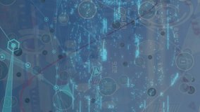 Security padlock icon and network of digital icons over financial data processing on blue background. Cyber security and business technology concept - Powered by Shutterstock - Get 15% off with code: PIKWIZARD15