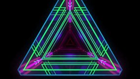 Neon triangle tunnel with symmetrical sci-fi reflections and movement - Powered by Shutterstock - Get 15% off with code: PIKWIZARD15