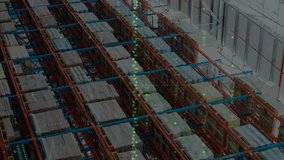 Animation of data processing over empty warehouse. global shipping, delivery and connections concept digitally generated video. - Powered by Shutterstock - Get 15% off with code: PIKWIZARD15
