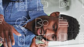 Animation of data processing over african american businessman using smartphone. Global communication, business, computing and data processing concept digitally generated video. - Powered by Shutterstock - Get 15% off with code: PIKWIZARD15