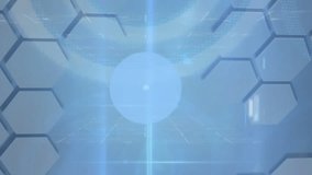 Animation of connections and data processing over hexagons. Global connections, digital interface, communication, computing and data processing concept digitally generated video. - Powered by Shutterstock - Get 15% off with code: PIKWIZARD15