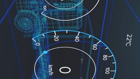 Animation of speedometer, gps and charge status data on vehicle interface, over 3d truck model. transport and technology, engineering design and digital interface concept digitally generated video. - Powered by Shutterstock - Get 15% off with code: PIKWIZARD15