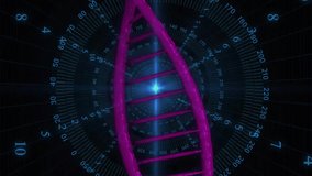 Animation of dna strand over data processing on black background. Global technology, computing and digital interface concept digitally generated video. - Powered by Shutterstock - Get 15% off with code: PIKWIZARD15