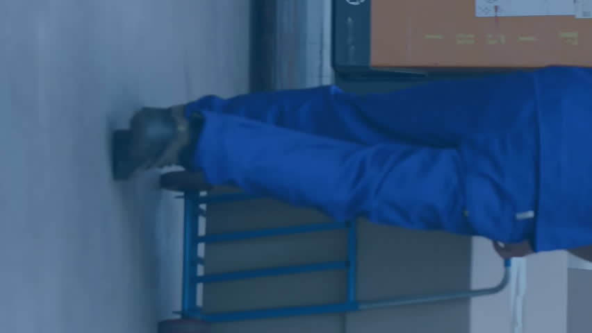 Warehouse worker handling boxes with logistics data processing animation over scene. supply chain, shipping, employee, transportation, packing, inventory - Powered by Shutterstock - Get 15% off with code: PIKWIZARD15