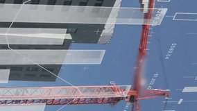 Construction site with crane and building, financial data processing animation over it. architecture, development, finance, progress, technology, business - Powered by Shutterstock - Get 15% off with code: PIKWIZARD15
