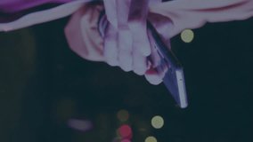 Animation of financial data processing over caucasian man using smartphone. Global business, finances, computing and data processing concept digitally generated video. - Powered by Shutterstock - Get 15% off with code: PIKWIZARD15