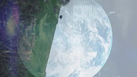 Animation of financial data processing over earth and wind turbine. global environment, sustainability and finance concept digitally generated video. - Powered by Shutterstock - Get 15% off with code: PIKWIZARD15