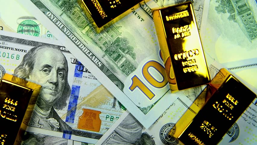 Paper us 100 dollar bill with gold bars, concept of investment and saving, wealth - Powered by Shutterstock - Get 15% off with code: PIKWIZARD15