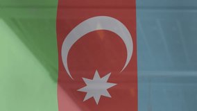 Animation of numbers and icon in notification bars over flag of azerbaijan against server room. Digital composite, multiple exposure, social media, freedom, patriotism, networking and technology. - Powered by Shutterstock - Get 15% off with code: PIKWIZARD15