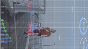 Animation of financial data processing over caucasian man running in city. Global sports, business, finances, computing and data processing concept digitally generated video. - Powered by Shutterstock - Get 15% off with code: PIKWIZARD15