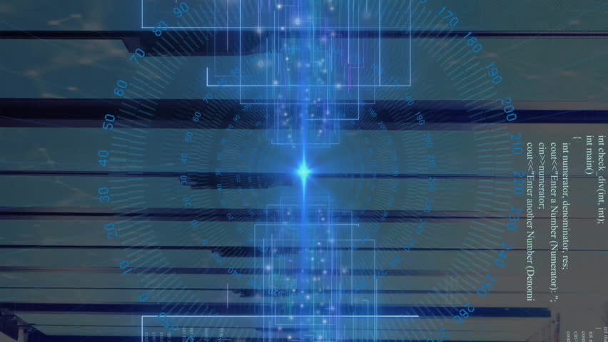 Animation of data processing with neon shapes over server room. Global technology and digital interface concept digitally generated video. - Powered by Shutterstock - Get 15% off with code: PIKWIZARD15