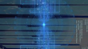 Animation of data processing with neon shapes over server room. Global technology and digital interface concept digitally generated video. - Powered by Shutterstock - Get 15% off with code: PIKWIZARD15