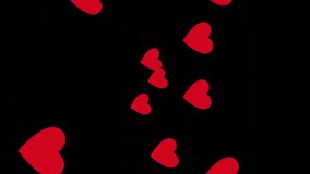 Animation of red hearts floating over black background. Love, romance, valentines day, colour, shape, light and movement concept digitally generated video. - Powered by Shutterstock - Get 15% off with code: PIKWIZARD15