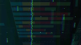 Animation of globe, statistics and digital data processing over dark background. Global connections, computing and data processing concept digitally generated video. - Powered by Shutterstock - Get 15% off with code: PIKWIZARD15