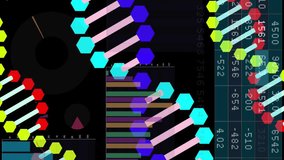 Animation of digital data processing over dna strands. Global science, digital interface, communication, computing and data processing concept digitally generated video. - Powered by Shutterstock - Get 15% off with code: PIKWIZARD15
