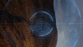 Animating digital globe and network connections over mountainous landscape. Technology, connectivity, data, futuristic, telecommunications, visualization - Powered by Shutterstock - Get 15% off with code: PIKWIZARD15