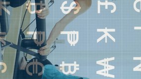 Women exercising on Pilates machines with currency symbols overlay animation. Fitness, exercise, workout, finance, health, movement - Powered by Shutterstock - Get 15% off with code: PIKWIZARD15