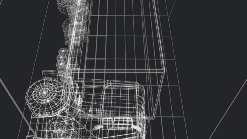 Wireframe truck with digital profiles and data processing animation overlay. Technology, futuristic, innovation, transportation - Powered by Shutterstock - Get 15% off with code: PIKWIZARD15