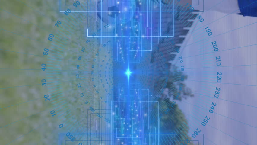 Soccer player on field with digital data processing animation overlay. Football, athlete, data analysis, technology, performance, sport - Powered by Shutterstock - Get 15% off with code: PIKWIZARD15