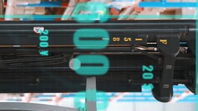 Warehouse forklift moving with animation of financial data and graphs overlaying. Logistics, data visualization, technology, analysis, economy, transportation - Powered by Shutterstock - Get 15% off with code: PIKWIZARD15