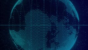 Binary code and data processing animation on digital globe over abstract background. Technology, network, cyber, futuristic, information, virtual - Powered by Shutterstock - Get 15% off with code: PIKWIZARD15