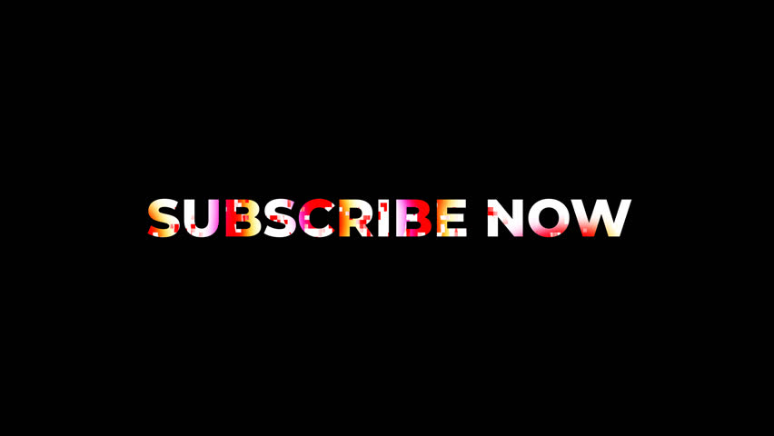 Dynamic animated text "SUBSCRIBE NOW" with clean white letters and a red glitch slide-in background reveal effect. Perfect for video intros, calls to action, and online marketing. alpha channel