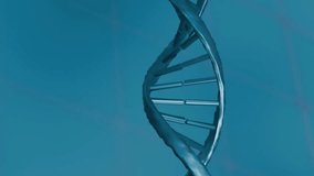Animation of data processing over dna strand on blue background. Science, medicine and data processing concept digitally generated video. - Powered by Shutterstock - Get 15% off with code: PIKWIZARD15