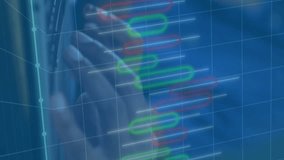 Animation of financial data processing over diverse colleagues discussing work in office. Business, finances, office, communication, teamwork and digital interface concept digitally generated video. - Powered by Shutterstock - Get 15% off with code: PIKWIZARD15