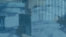 Animation of financial data processing over caucasian woman with tablet in field. Global finance, business, connections, computing and data processing concept digitally generated video. - Powered by Shutterstock - Get 15% off with code: PIKWIZARD15