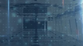 Animation of digital interface with network of connections over server room. global connections, data processing and digital interface concept digitally generated video. - Powered by Shutterstock - Get 15% off with code: PIKWIZARD15