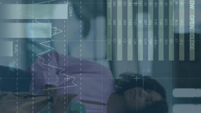 Animation of financial data and graphs over african american businessman on escalator. business, finance, economy and technology concept digitally generated video. - Powered by Shutterstock - Get 15% off with code: PIKWIZARD15