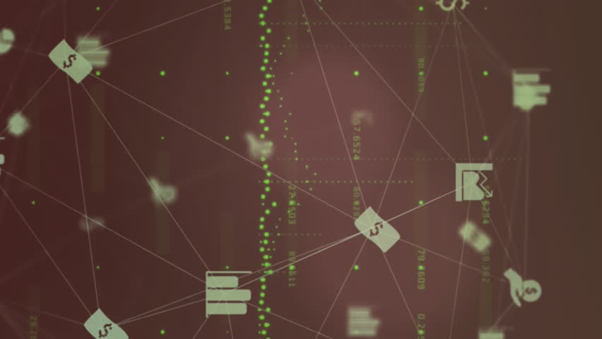 Animation of networks of connections with icons over data processing. Global business digital interface technology and networking concept digitally generated video. - Powered by Shutterstock - Get 15% off with code: PIKWIZARD15