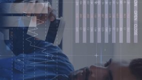 Animation of data processing over caucasian businessman drinking coffee. Global business and digital interface concept digitally generated video. - Powered by Shutterstock - Get 15% off with code: PIKWIZARD15