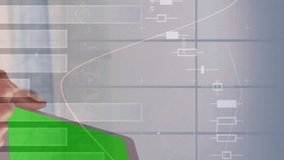 Animation of statistical data processing over caucasian woman using laptop with copy space. Global networking and business data technology concept - Powered by Shutterstock - Get 15% off with code: PIKWIZARD15