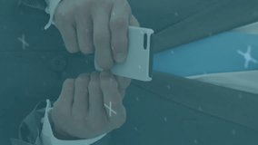 Animation of 6g and numbers over hands of caucasian businessman using smartphone. Business, communication and technology concept digitally generated video. - Powered by Shutterstock - Get 15% off with code: PIKWIZARD15