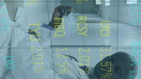 Animation of data processing over sleeping african american doctor. Global covid 19 pandemic, medicine and healthcare services concept digitally generated video. - Powered by Shutterstock - Get 15% off with code: PIKWIZARD15