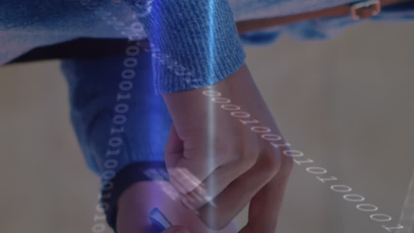 Data processing and blue light trails against mid section of a man using smartphone. Global networking and business technology concept - Powered by Shutterstock - Get 15% off with code: PIKWIZARD15