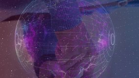 Animation of nft and globe over hands of caucasian man using smartphone. Network, data processing, digital resources and technology concept digitally generated video. - Powered by Shutterstock - Get 15% off with code: PIKWIZARD15