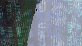 Animation of financial data processing over wind turbine in countryside. Global environment, green energy and sustainability concept digitally generated video. - Powered by Shutterstock - Get 15% off with code: PIKWIZARD15