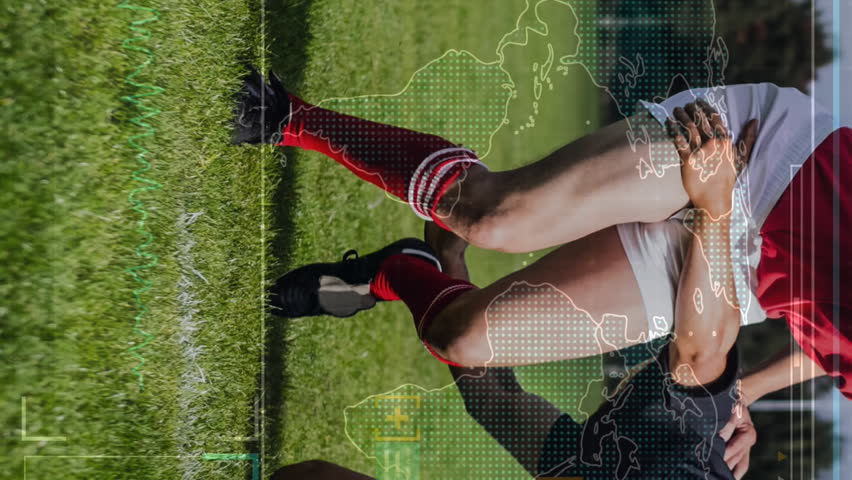 Animation of data processing over diverse male rugby players. Global sport and digital interface concept digitally generated video. - Powered by Shutterstock - Get 15% off with code: PIKWIZARD15