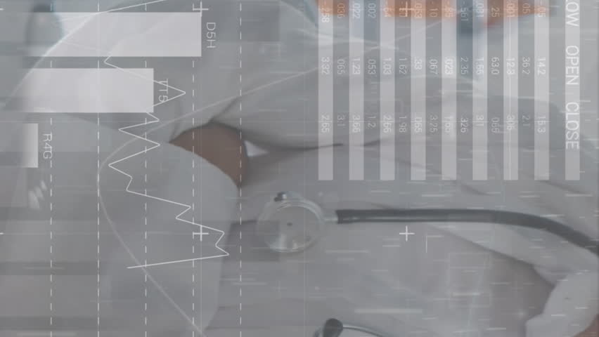 Animation of interface screen with charts and data over portrait of smiling asian female doctor. Digital composite, hologram, infographic, futuristic, medical and healthcare concept. - Powered by Shutterstock - Get 15% off with code: PIKWIZARD15