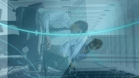 Animation of data processing and 5g over diverse business people in server room. Global technology, computing and digital interface concept digitally generated video. - Powered by Shutterstock - Get 15% off with code: PIKWIZARD15