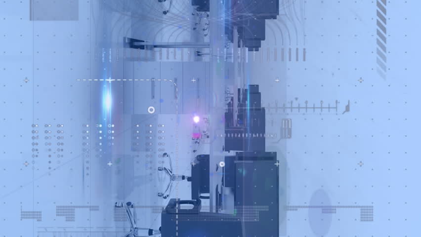 Animation of light trails and data processing over office. Global business, computing and digital interface concept digitally generated video. - Powered by Shutterstock - Get 15% off with code: PIKWIZARD15